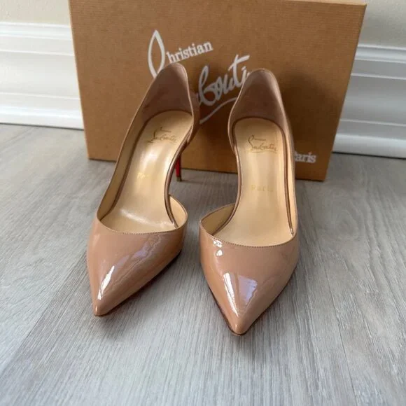 Christian Louboutin D'orsay Patent Nude Iriza 70mm Heels - Picture 3 of 9